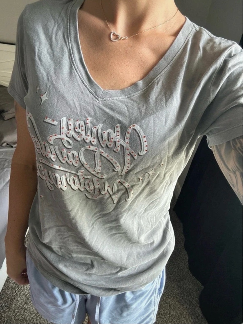 Harley-Davidson Light Gray V-Neck Graphic Tee